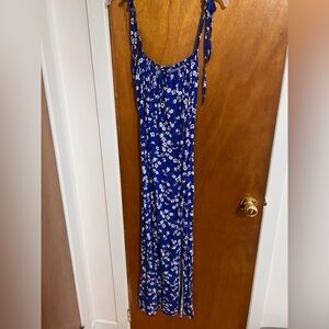 Blue Dress with White Floral Pattern